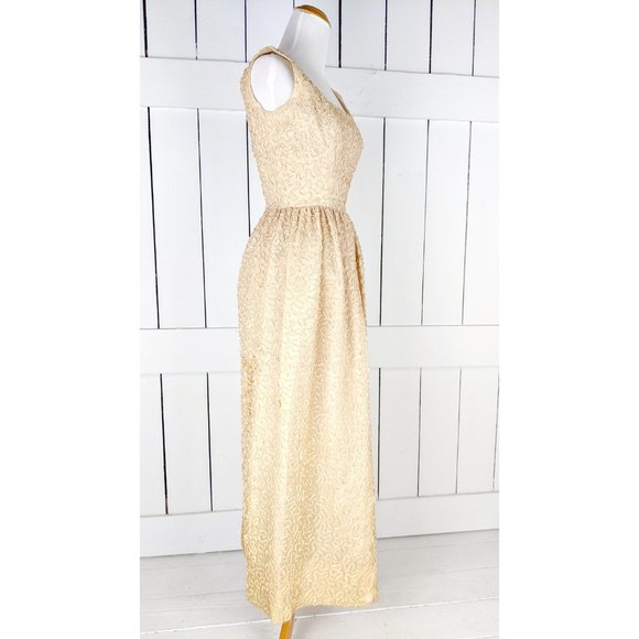 Vintage Harry Keiser champagne ribbon empire waist formal cocktail dress - Picture 3 of 8
